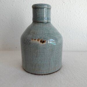 Art Pottery Crackle Glaze Vase Light Blue 2000s Creative Co-Op 6 Inches Tall